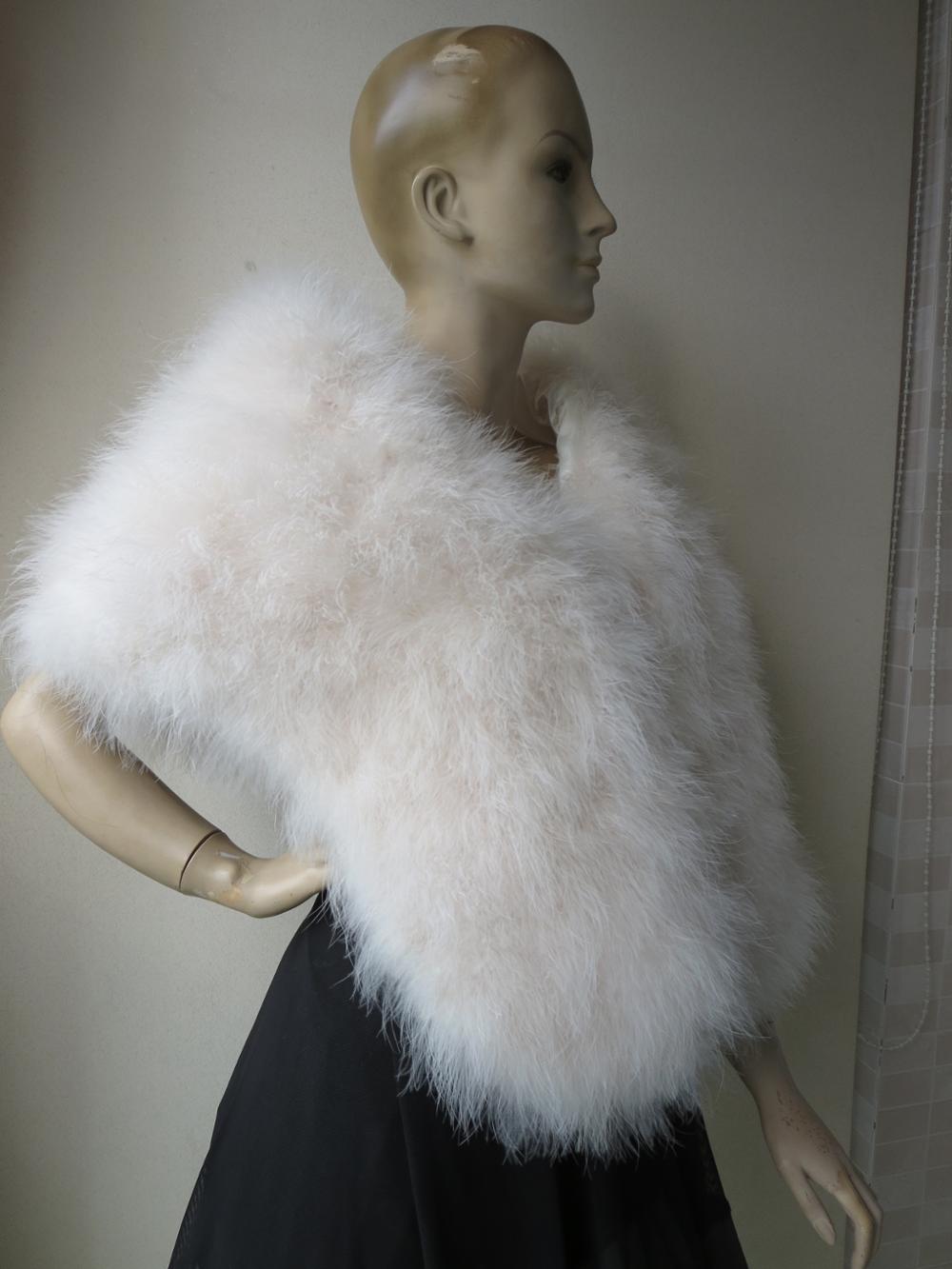 Stole Wedding Shawl - Luxury Real Feather Wrap for Women